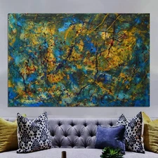 62”x40” Pollock/Richter style canvas painting Acrylic,Abstract, Modern,X Large
