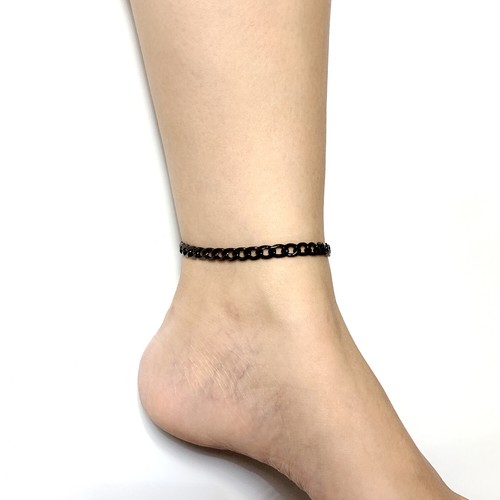 6mm Polished Stainless Steel Bracelet Black Color Jewelry Curb Chain Cuban Links - Picture 5 of 12