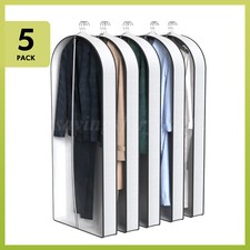 60'' Long Hanging Garment Bags for Closet Storage Gusseted Clear Dress Bag 5 PK