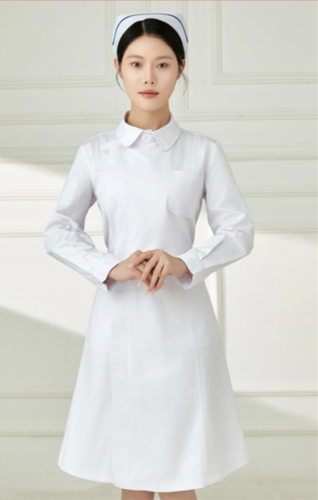 Women Nurse Dress Doctor Beautician Lab Long Coat Doll Collar Work Clothes - Picture 8 of 10