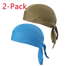 2-Pack Men Women Cooling Dew Rag Skull Cap Helmet Liner Sweat Wicking Beanie Hat