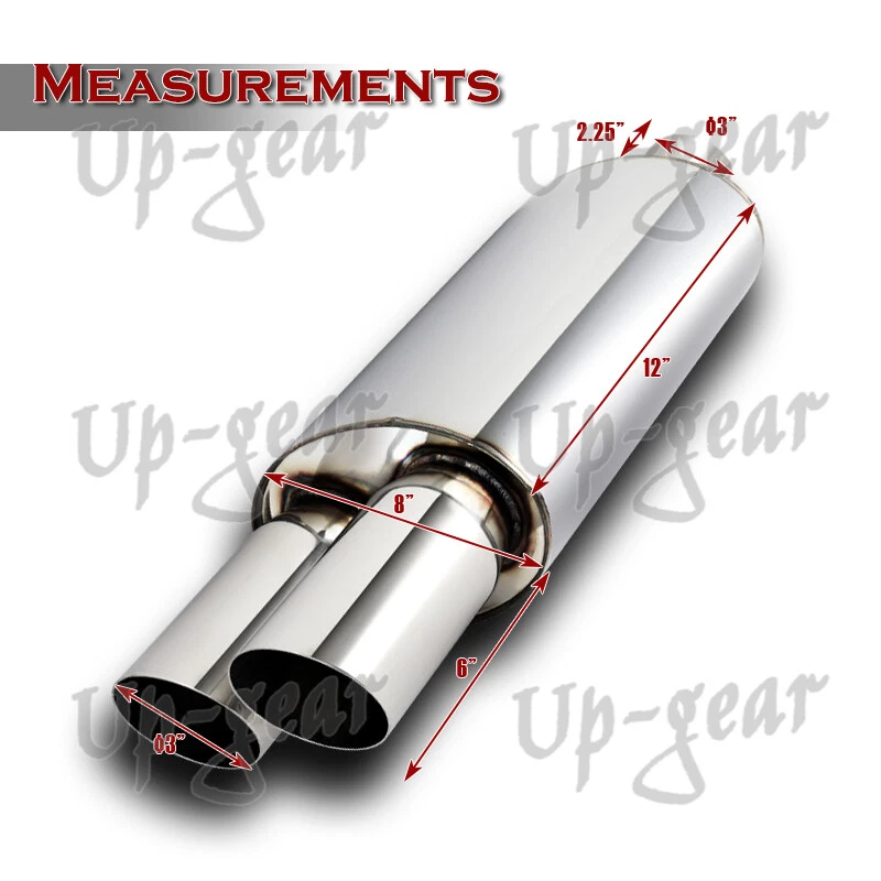 Универсальный сварной глушитель выхлопной системы 3 дюйма с двойным наклонным наконечником из нержавеющей стали 3 дюйма впускное отверстие - Изображение 2 из 4