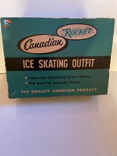 Vintage Women  s Size 8 White Canadian Rocket Ice Skates In Original Box W/Guards