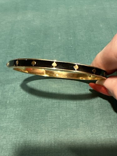 Kate Spade NY Spot The Spade Black and Gold Enamel Hinged Bangle