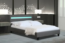 Image of Fabric Modern Bed Frame With Optional LED 3ft 4ft 4ft6 5ft