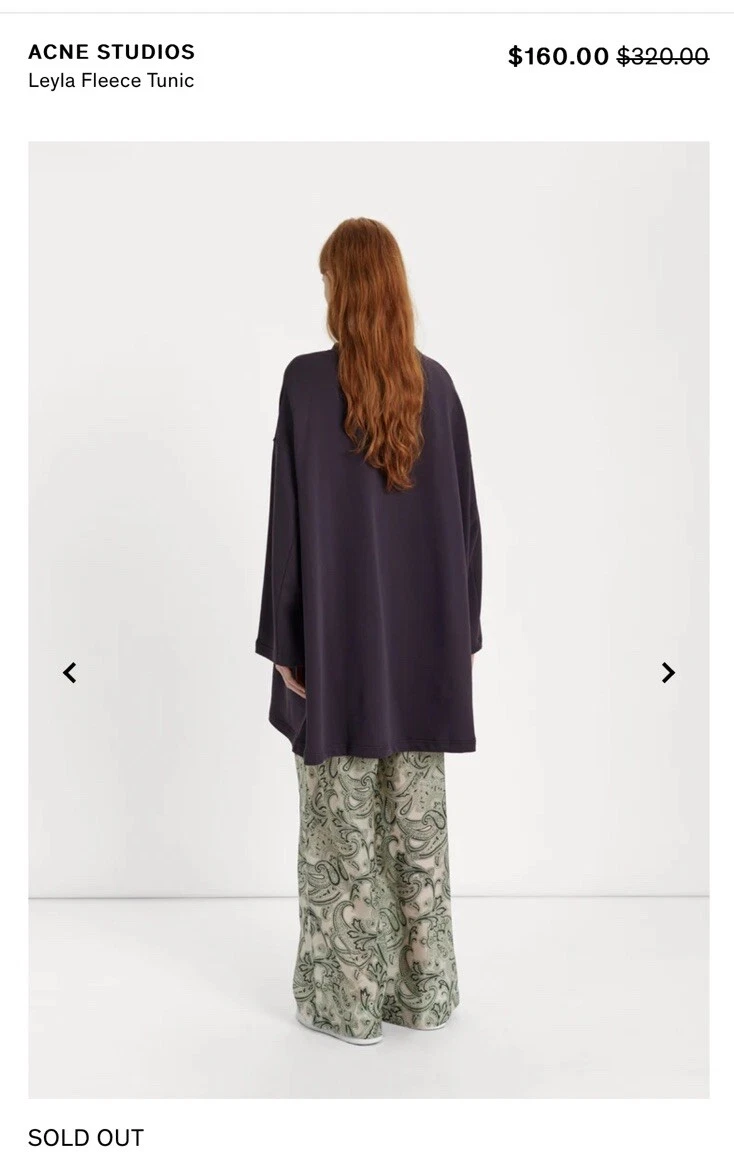 Acne Studios Leyla abito tunica pile oversize donna XS grigio