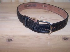 VTG. HAND CRAFTED KIDS WESTERN LEATHER BELT BLACK CONCHOS CIRCLE Y TEXAS 22"