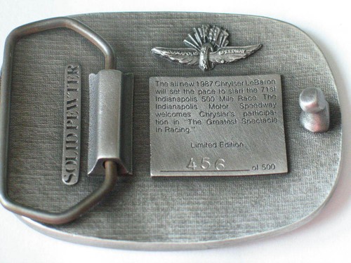 1987 Chrysler Le Baron Indy 500 Pace Car Belt Buckle Limited Edition #456 of 500 - Picture 2 of 4