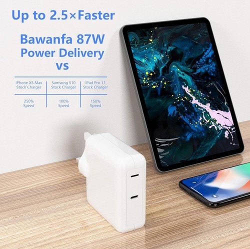 87W USB C Fast Charger Power Adapter Compatible with Mac Book Pro, iPhone & iPad - Picture 2 of 8