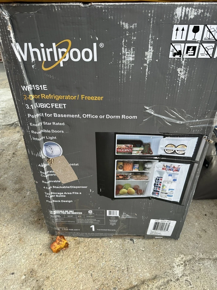 Whirlpool 3.1 cu ft Mini Refrigerator Stainless Steel Top Door Freezer WH31S1E - Image 2 of 2