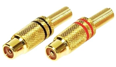 PACCS 2x Cinch Metall Kupplung Rot & Schwarz female vergoldet Chinch Buchse RCA ADM