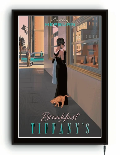 BREAKFAST AT TIFFANY'S movie led poster framed lightbox sign film home cinema - Picture 1 of 10