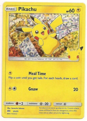 Pokemon Card: Pikachu 25/25 Holo NM McDonalds 25th Anniversary