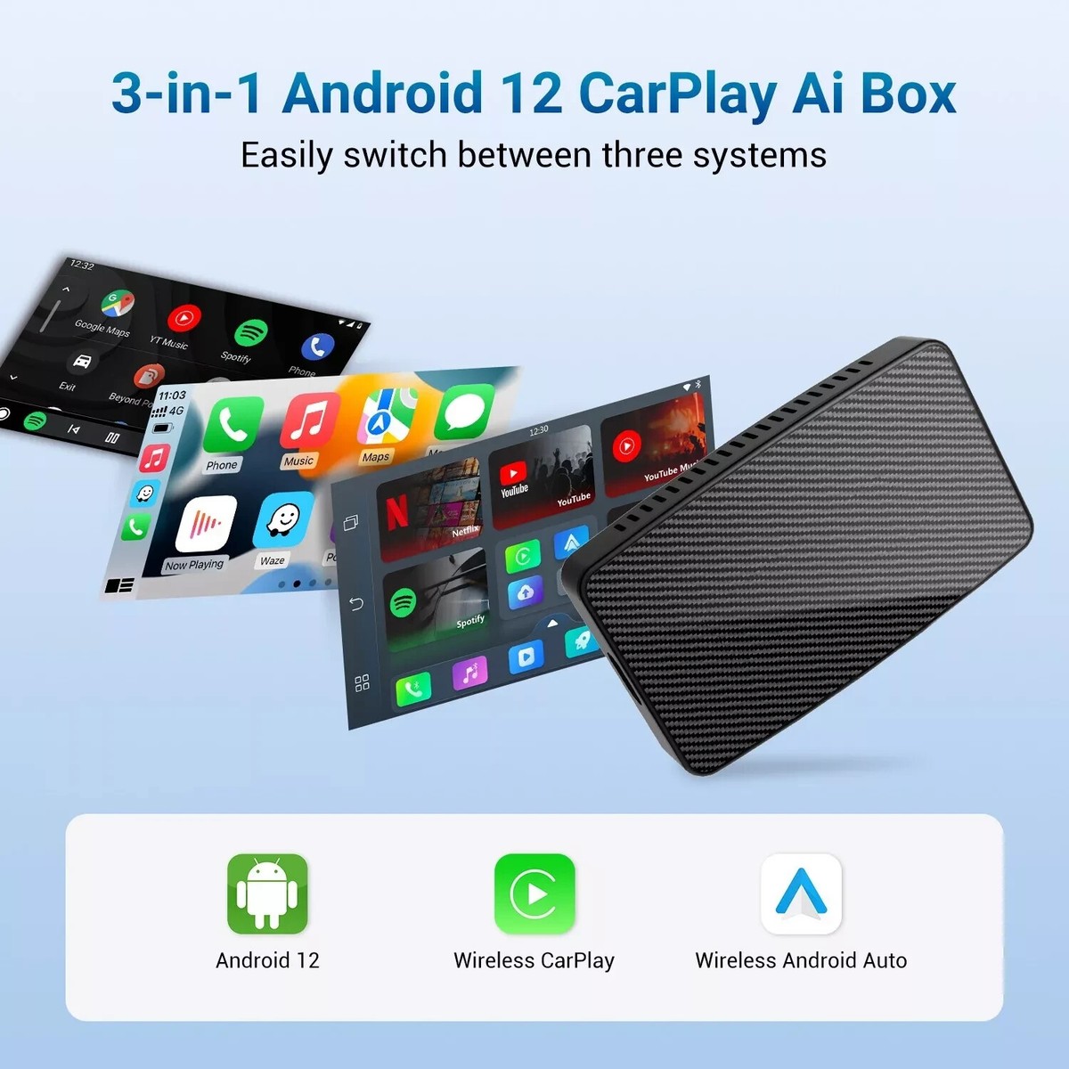 3in1 Streaming AI Magic Box W/Netflix YouTube IPTV-Android 12 for