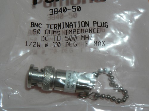 2 PCS POMONA 3840-50 50 OHM 1/2 WATTS BNC MALE RESISTOR TERMINATION WITH CHAIN - Picture 5 of 6