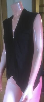 New Katie s Basics Black Modal Cotton Shortsleeved Top / Cardigan Size M