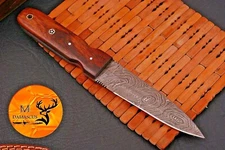 CUSTOM HANDMADE FORGED DAMASCUS STEEL HUNTING BOOT KNIFE W LEATHER SHEATH 973