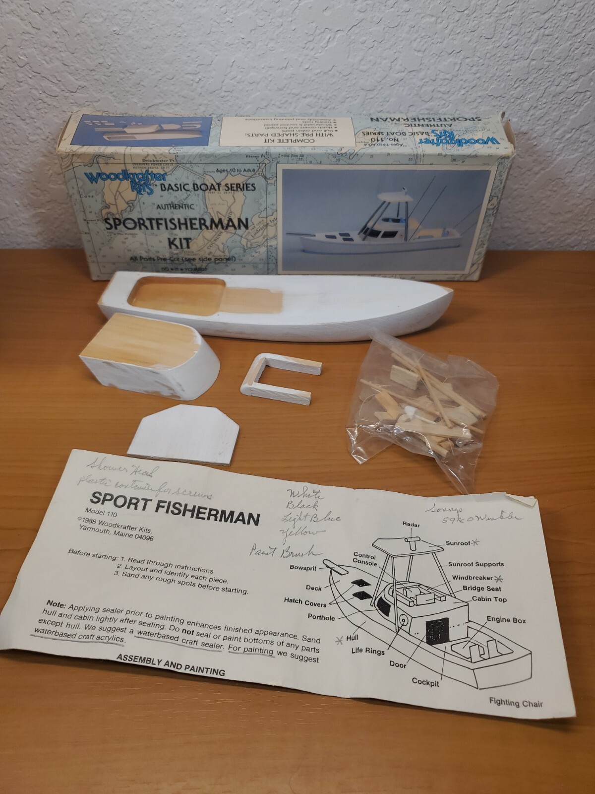 Woodkrafter Kits 110 Basic Boat Series Sportfisherman Kit Vtg 1987 Wood