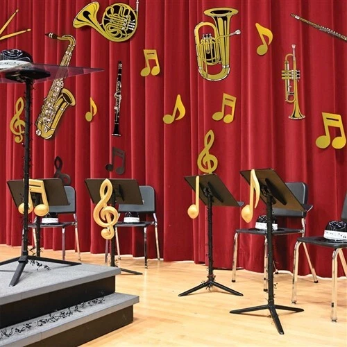 Recortes de instrumentos musicais folha de ouro pacote com 15 papel 17" - 23,5" decorações musicais - Imagem 2 de 2