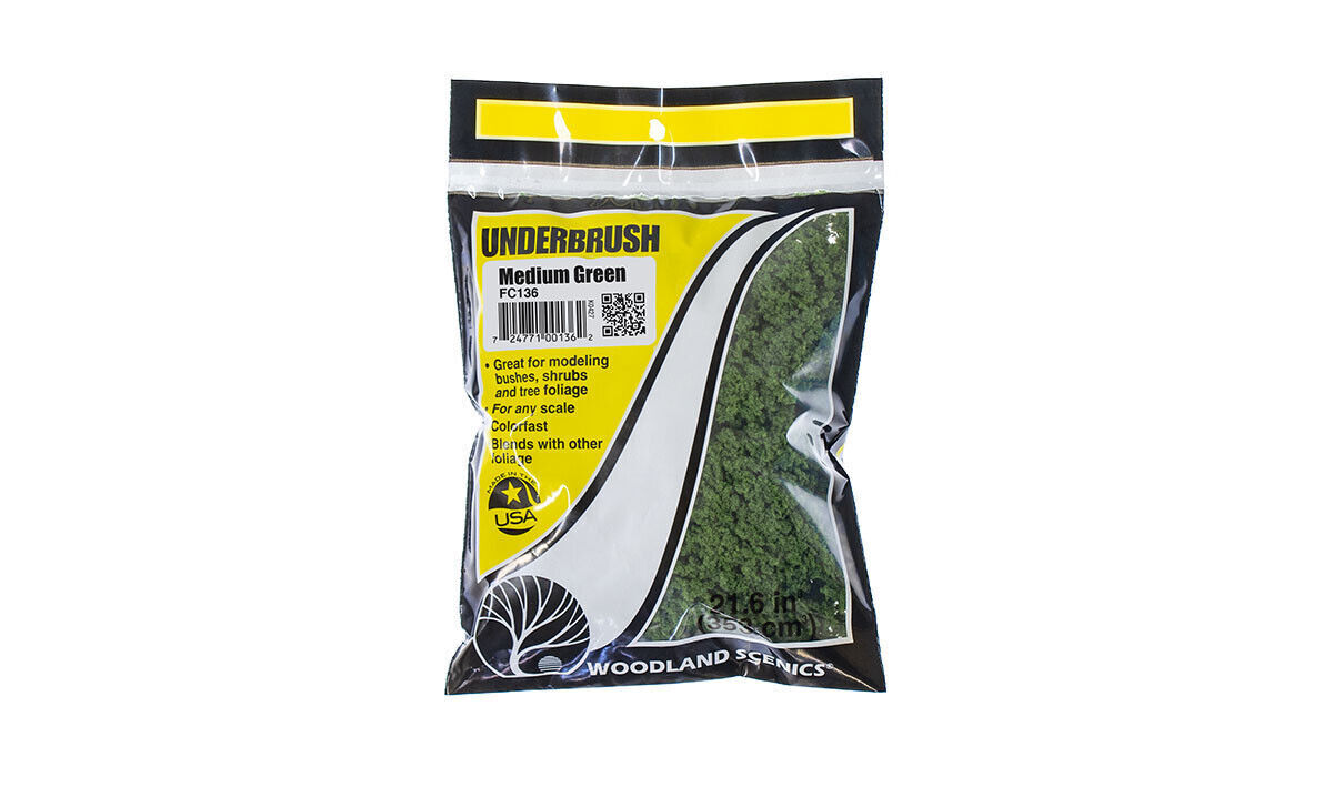 New! Woodland Scenics Underbrush (Medium Green) looks very natural FC136