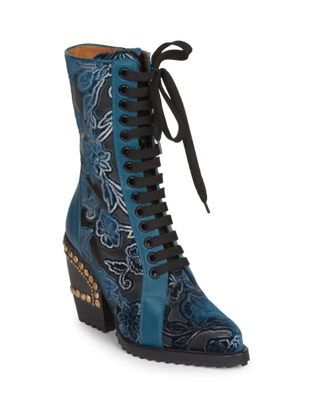 Chloe — Chloe Lasered Velvet Leather Booties Size 38 MSRP: $1,760
