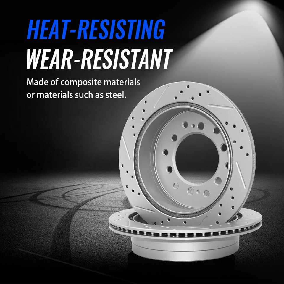 2005 Fits Nissan Altima Non SE-R Black Slot Drill Rotor W/Ceramic Pads F