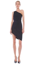 Norma Kamali Diana Mini Dress One Shoulder Asymmetrical Hem Black Size S/36