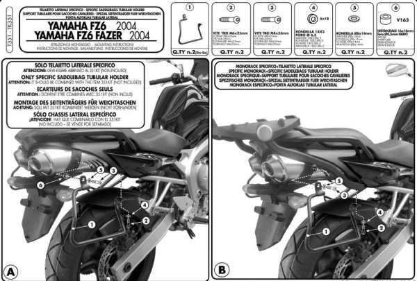 Support pour sacoches latérales Yamaha FZ6 idéal pour le road-trip et le voyage week-end