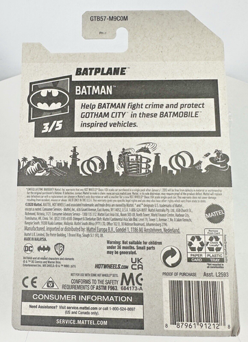 2021 Hot Wheels #104 Batman Animated Series 3/5 BATPLANE Black/Red - Picture 4 of 5