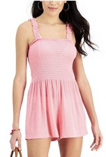 Miken Juniors Scrunchie Strap Swimsuit Cover-Up Romper Natural Size Medium NEW