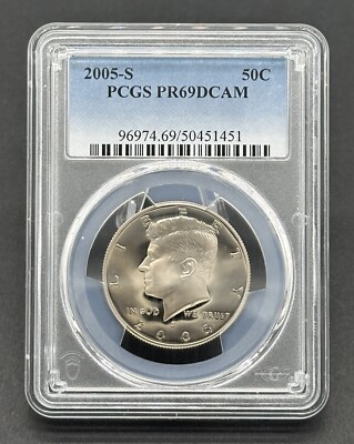 Atemberaubende amerikanische 2005-S 50C bewertet Kennedy Deep Cameo Polierte Platte Münze PCGS PR69DCAM