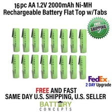 FREE FEDEX 2 DAY Shipping 16pc AA 1.2V 2000mAh Rechargeable Batteries w/TABS 3.75 per gallon