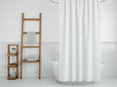 White Fabric Bathroom Shower Curtain Many Sizes & Hooks Extra Long Extra Wide