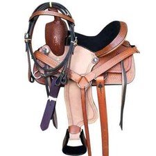 Premium Leather Western Barrel Racing Horse Saddle Tack Set Size 14" to 18"