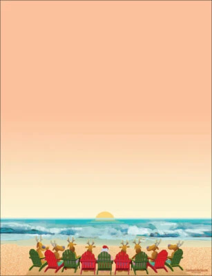 STONEHOUSE COLLECTION Beach Holiday Letterhead - 60 Christmas Sheets Per stationery Pack - 6505
