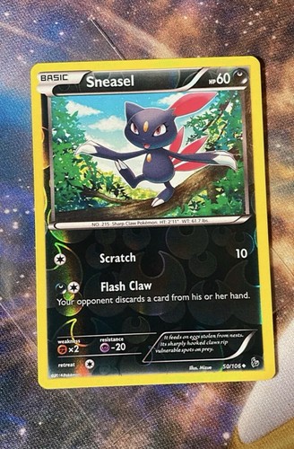 Sneasel 50/106 Ultra Rare Pokemon XY Flashfire Reverse Holo Foil Card 2014 LP
