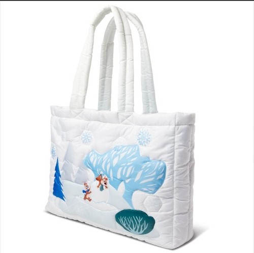 2023 Disney Parks Minnie Chip & Dale Holiday Winter Puffer Quilted Tote Bag NWT! - 第 2/3 張圖片