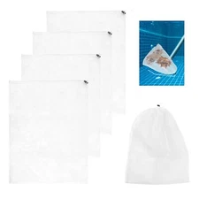 4 Pack 24x18 Inch Pool Leaf Vacuum Net Bag Replacement for Swimming Pool