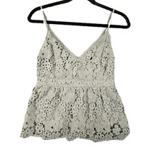 Abercrombie Fitch Lace Babydoll Cami Juniors XS Green Cropped Smocked Preppy Y2K