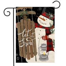 Briarwood Lane Snowman And Sled Primitive Garden Flag