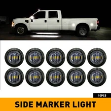 10x Smoked White 3/4" Bullet LED Round Side Marker Lights for Trailer Truck RV