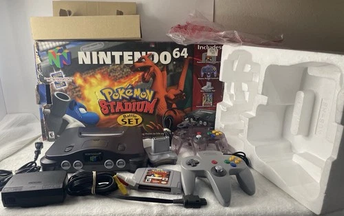 Nintendo 64 Pokemon Stadium Battle Set Console W/ Accessories N64- Tested -READ