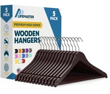 Wooden Clothes Hangers – with 360 Degree Swivel Hook and Non-Slip Shoulder Notch
