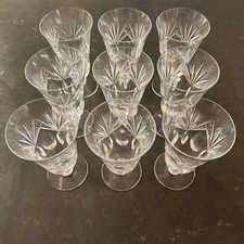 Vintage German Cut Crystal Glass Set of 9