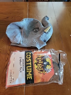 Spirit Halloween Elephant Latex Mask Custome Jungle Safari Animal