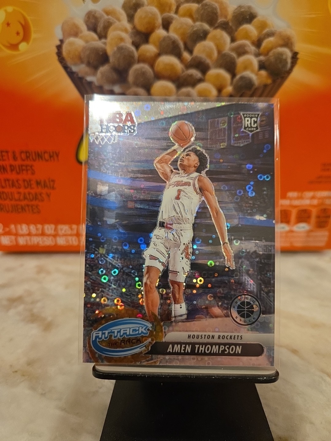 2023-24  NBA Hoops Premium Attack the Rack Amen Thompson #9 Disco Prizm (RC)