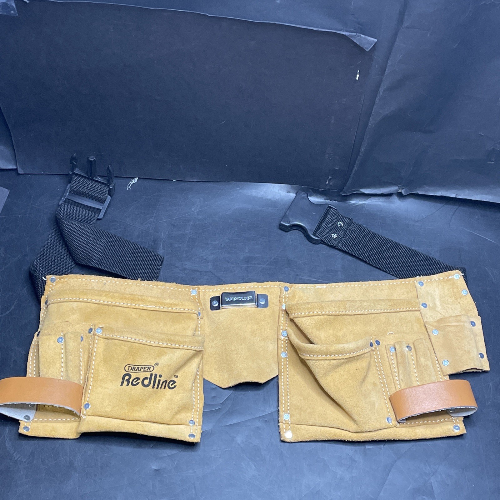 Draper Redline 67831 Double Tool Pouch Belt Leather with 50mm Nylon Belt