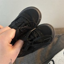 VANS Black Canvas Baby Sneakers Lace Up Low Top Casual Comfort