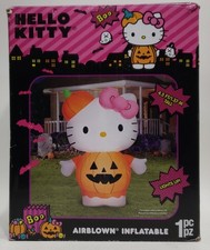 Gemmy Hello Kitty Halloween Pumpkin Light-Up Airblown Inflatable Decor 4.5 ft