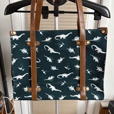 Borsa ModCloth Camp Director con cerniera bianca stampa dinosauro su verde scuro